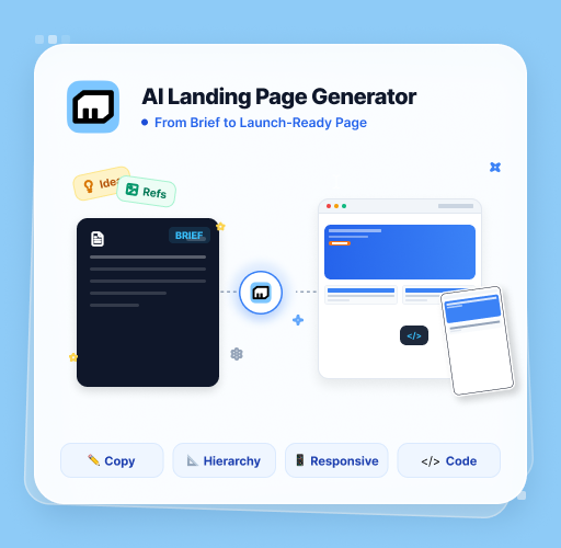 MiniMax Code turns a product brief and references into a responsive landing page with copy, visual hierarchy, and code