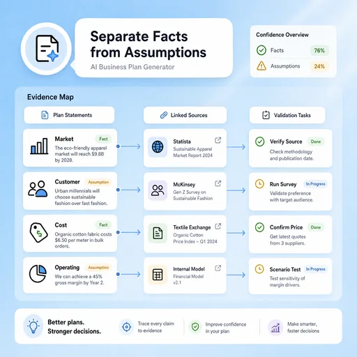 Illustrative workflow for separate facts from assumptions.