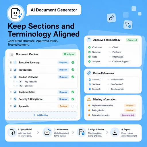 Illustrative workflow for keep sections and terminology aligned.