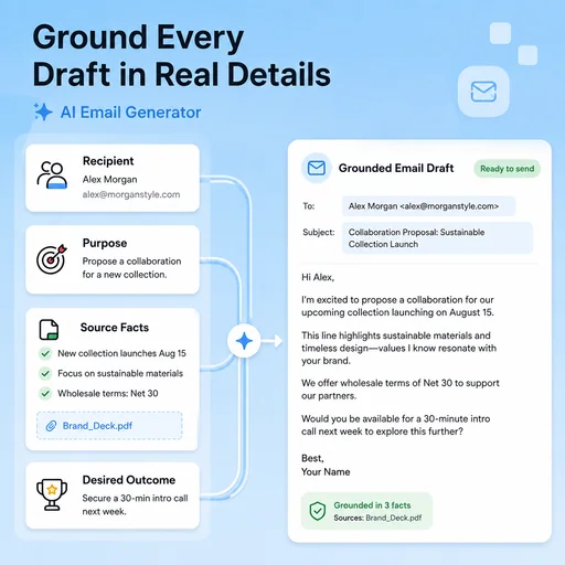 Illustrative workflow for ground every draft in real details.