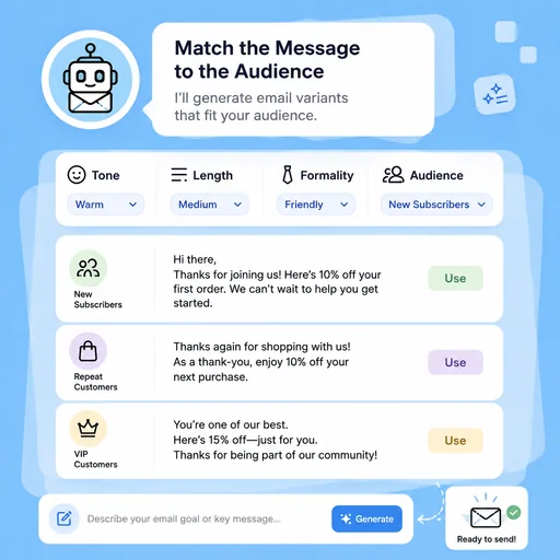 Illustrative workflow for match the message to the audience.