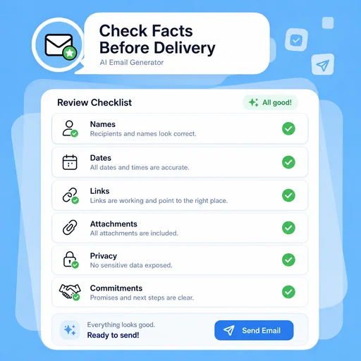 Illustrative workflow for check facts before delivery.