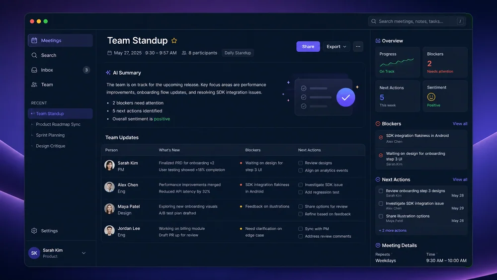 Illustrative team standup created from a focused brief.