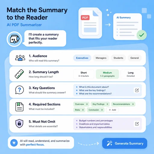 Illustrative workflow for match the summary to the reader.