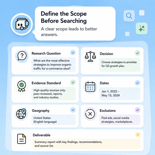 Illustrative workflow for define the scope before searching.