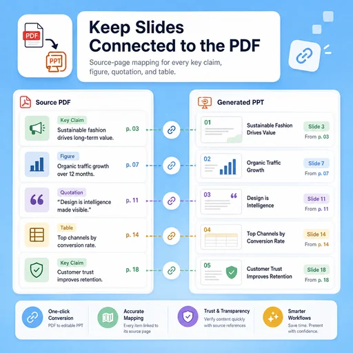 Illustrative workflow for keep slides connected to the pdf.