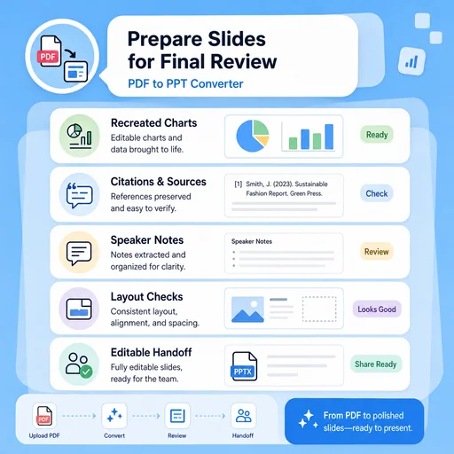 Illustrative workflow for prepare slides for final review.