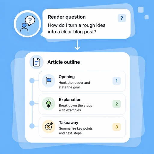 Illustrative AI Blog Writer workflow: Start with the Question Your Reader Has.