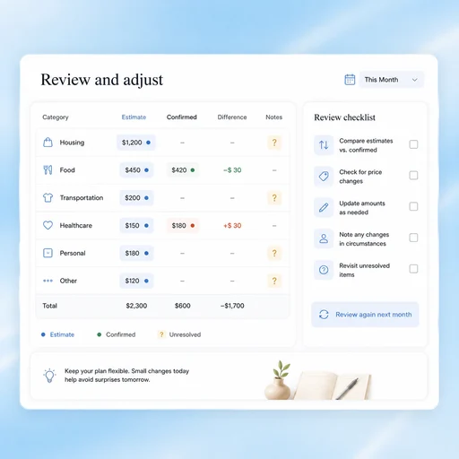 Illustrative AI Budget Planner workflow: Build a Plan You Can Revisit.