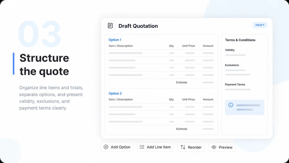 Illustrative AI Quotation Generator step 3: Build the Draft.