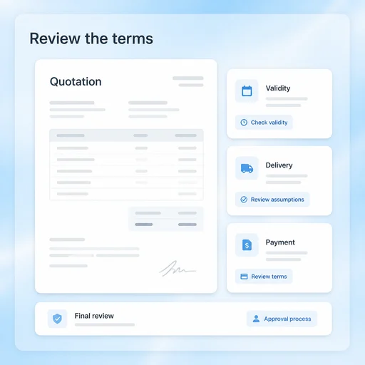 Illustrative AI Quotation Generator workflow: Set Expectations Before Sending.