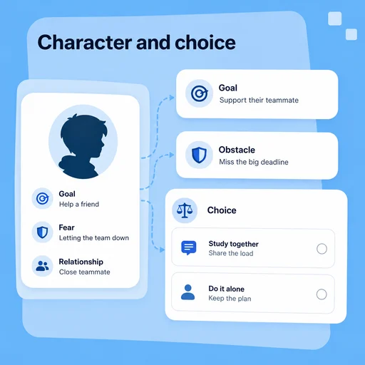 Illustrative AI Story Generator workflow: Give Characters a Reason to Act.