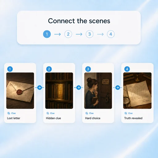 Illustrative AI Story Generator workflow: Keep Cause and Effect Connected.