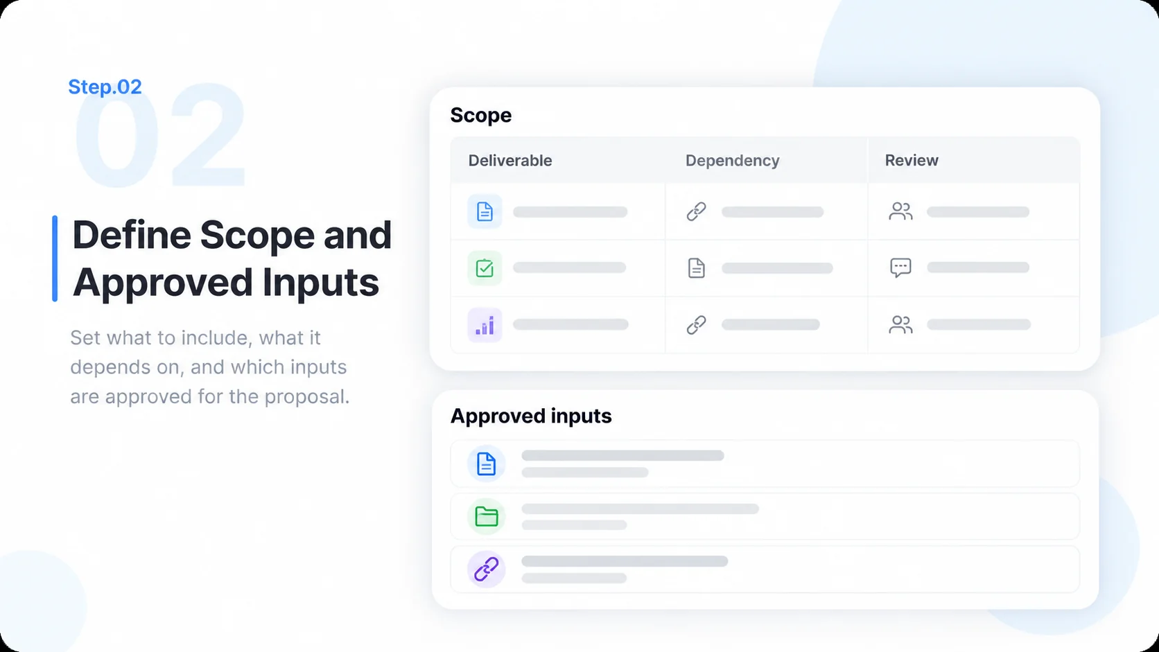 Illustrative AI Proposal Generator step 2: Define Scope and Approved Inputs.