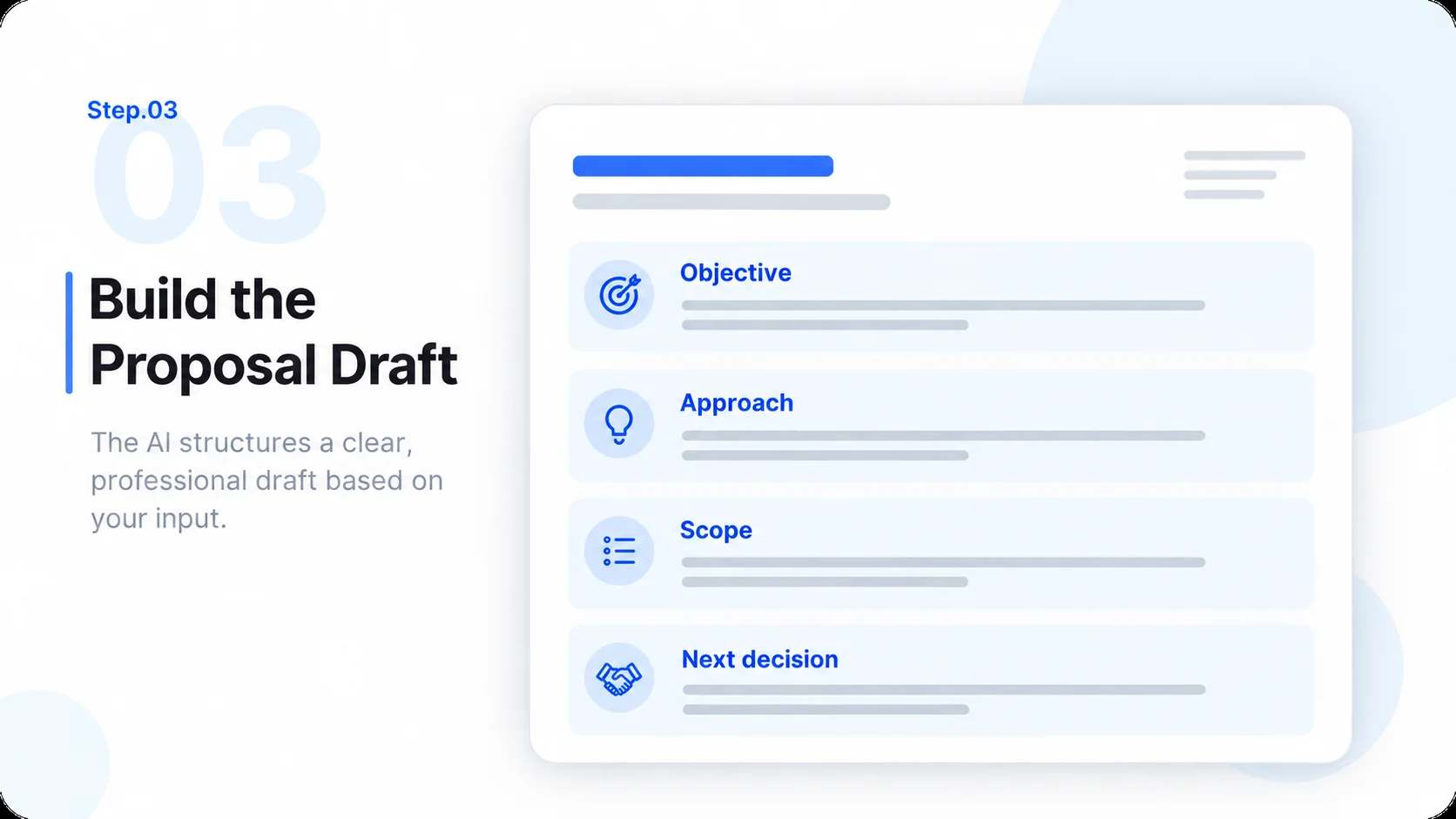 Illustrative AI Proposal Generator step 3: Build the Proposal Draft.