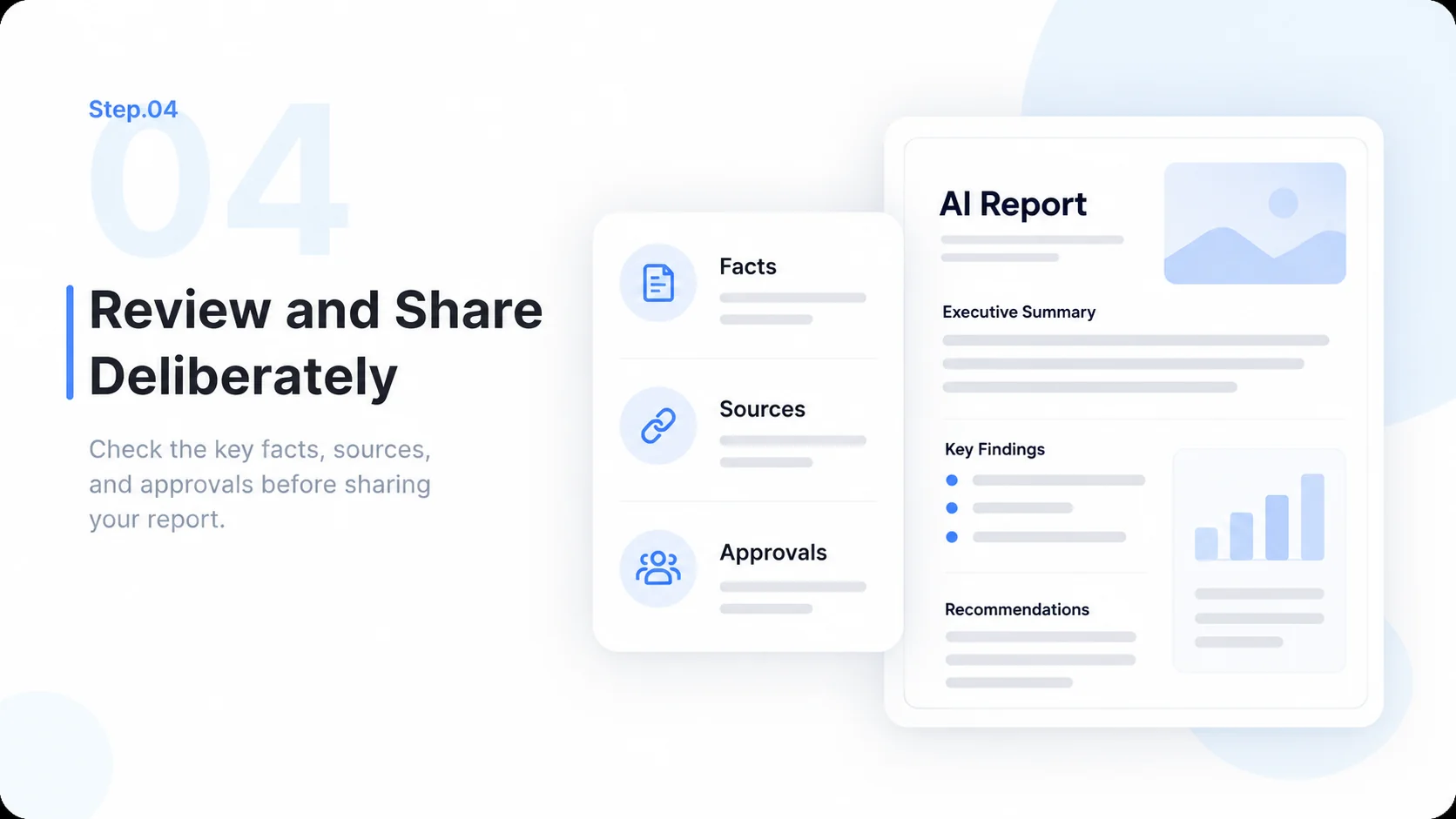 Illustrative AI Report Generator step 4: Review and Share Deliberately.