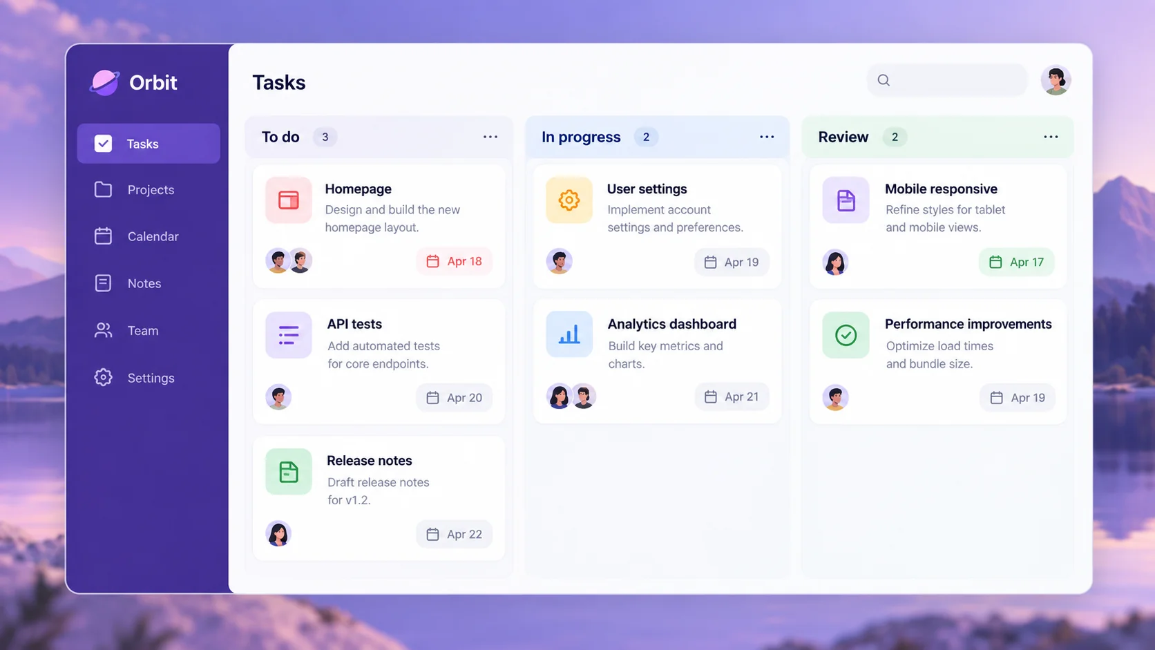 AI Web App Builder: Project Tracker. Illustrative concept, not a verified customer result.