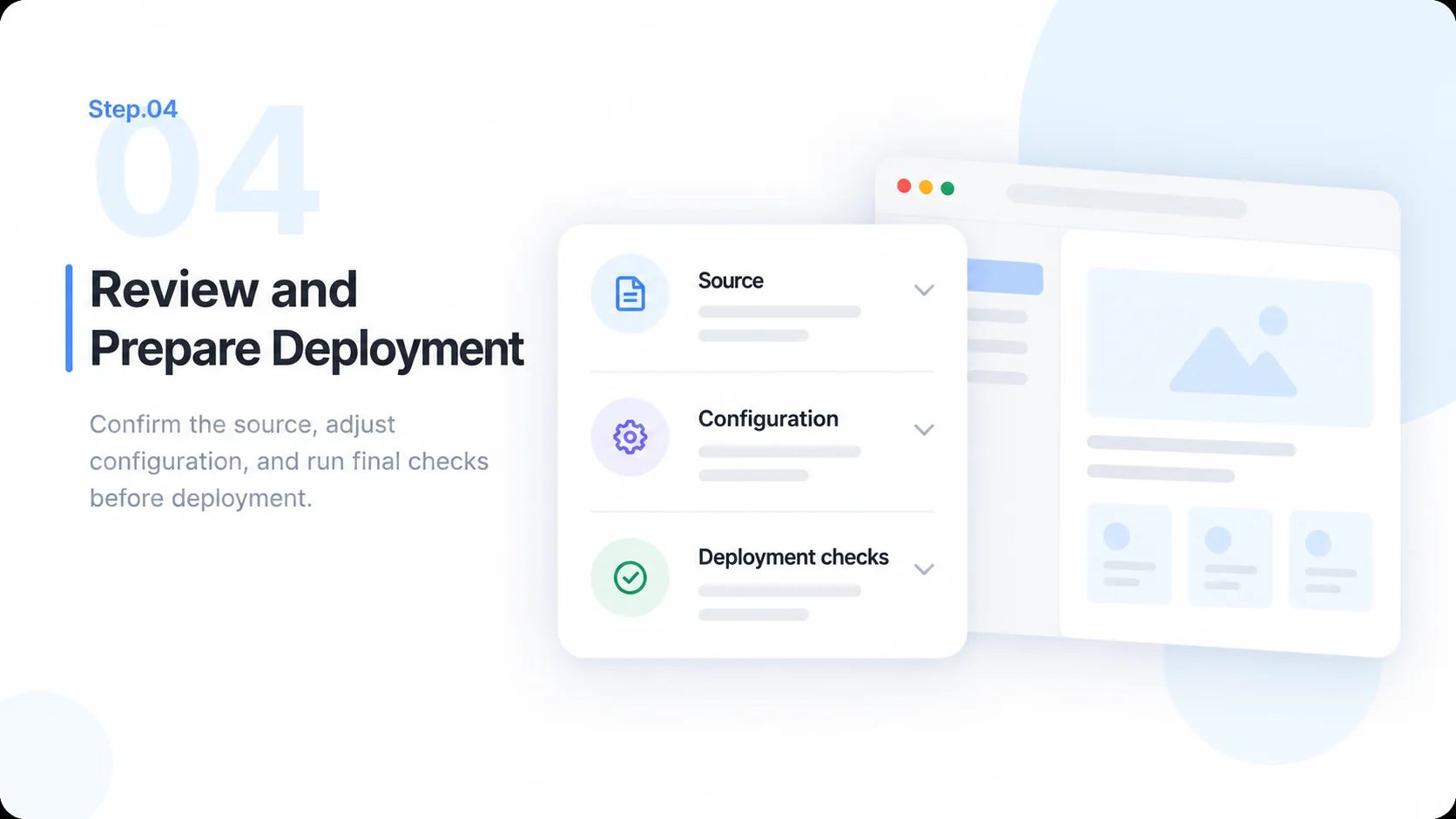 Illustrative AI Web App Builder step 4: Review and Prepare Deployment.