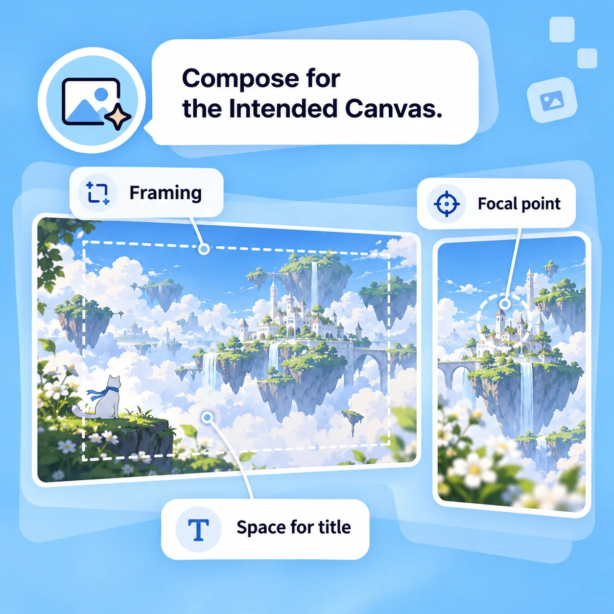 Illustrative AI Anime Generator workflow: Compose for the Intended Canvas.