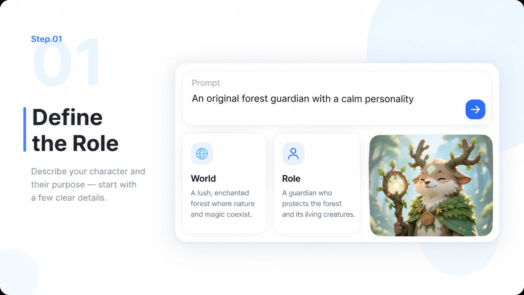 Illustrative AI Character Generator step 1: Define the Role.