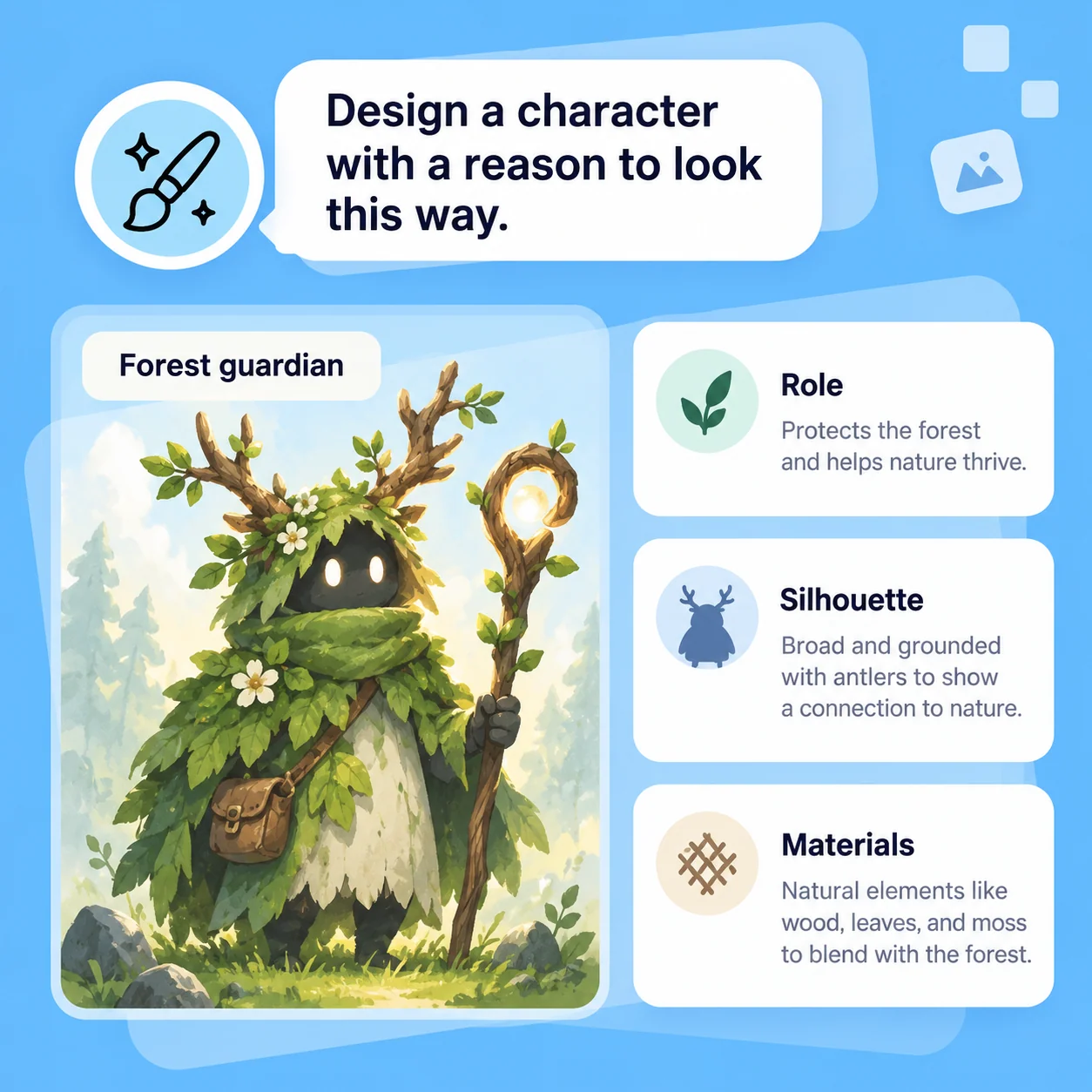 Illustrative AI Character Generator workflow: Design a Character with a Reason to Look This Way.