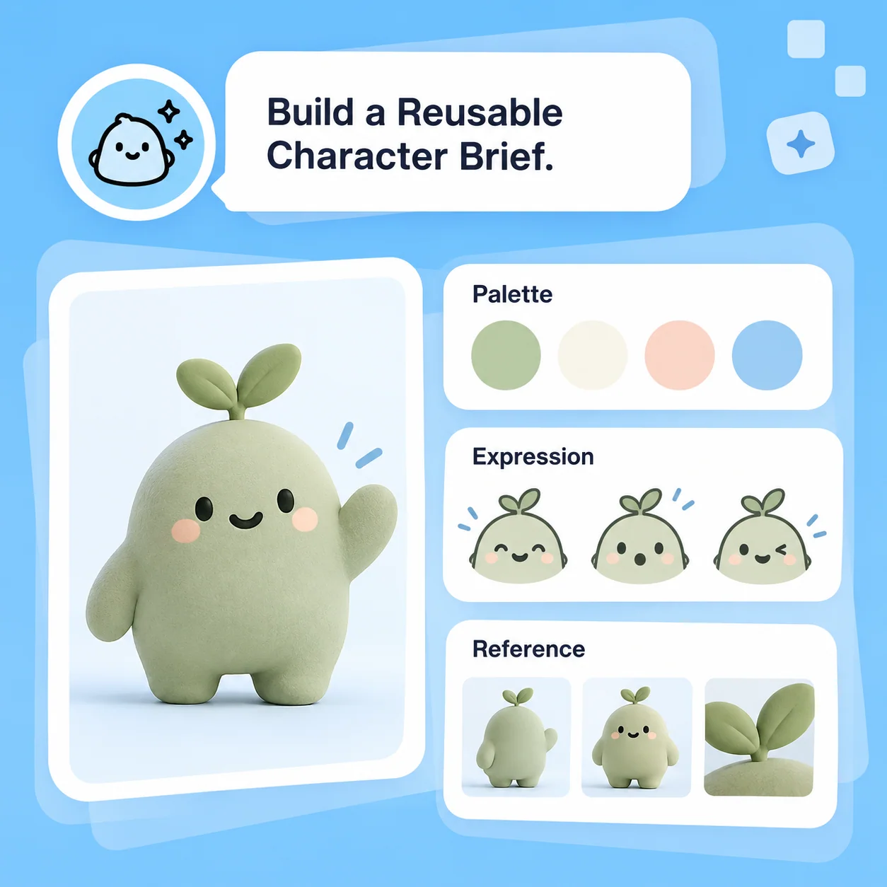 Illustrative AI Character Generator workflow: Build a Reusable Character Brief.