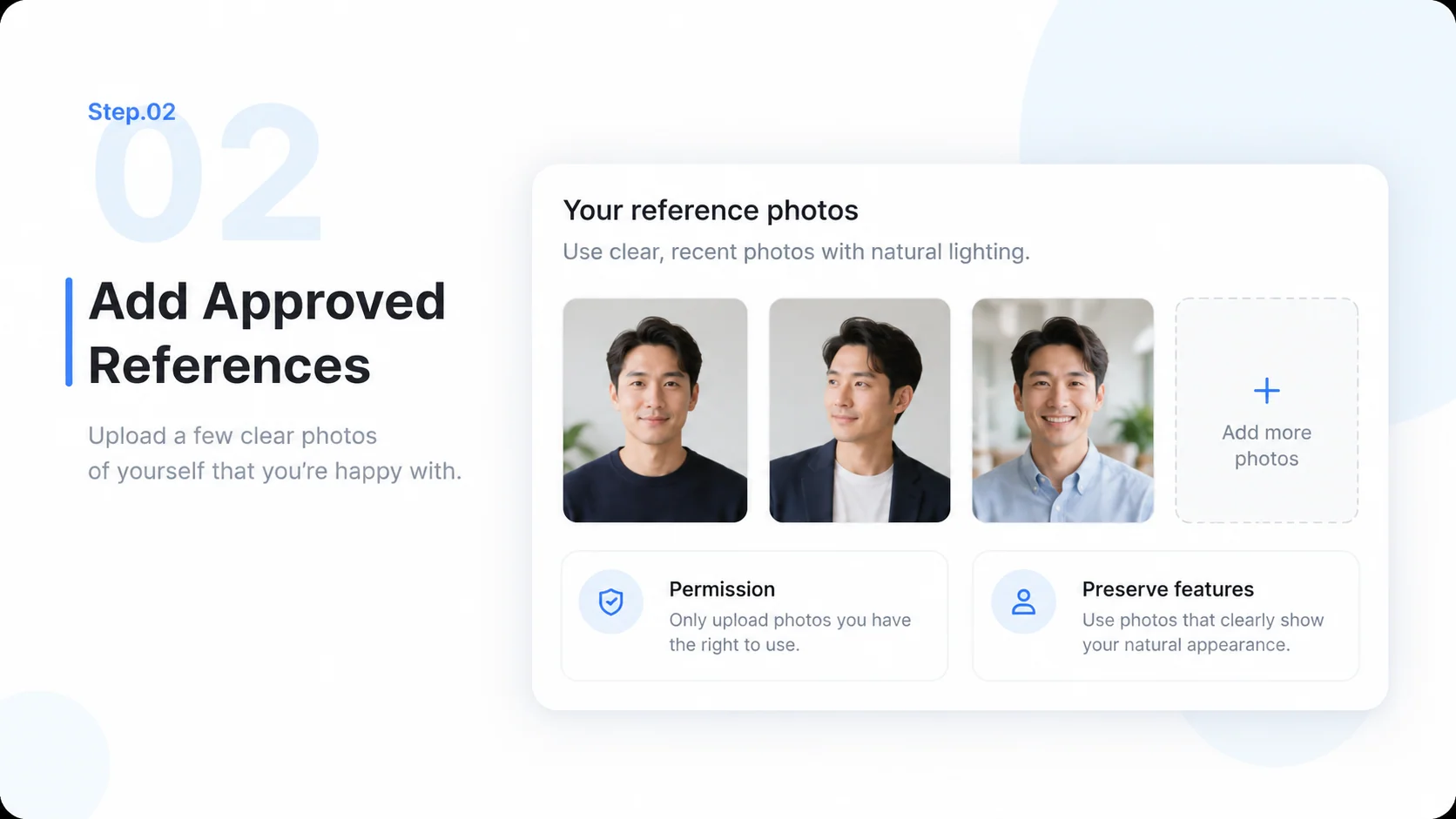 Illustrative AI Headshot Generator step 2: Add Approved References.