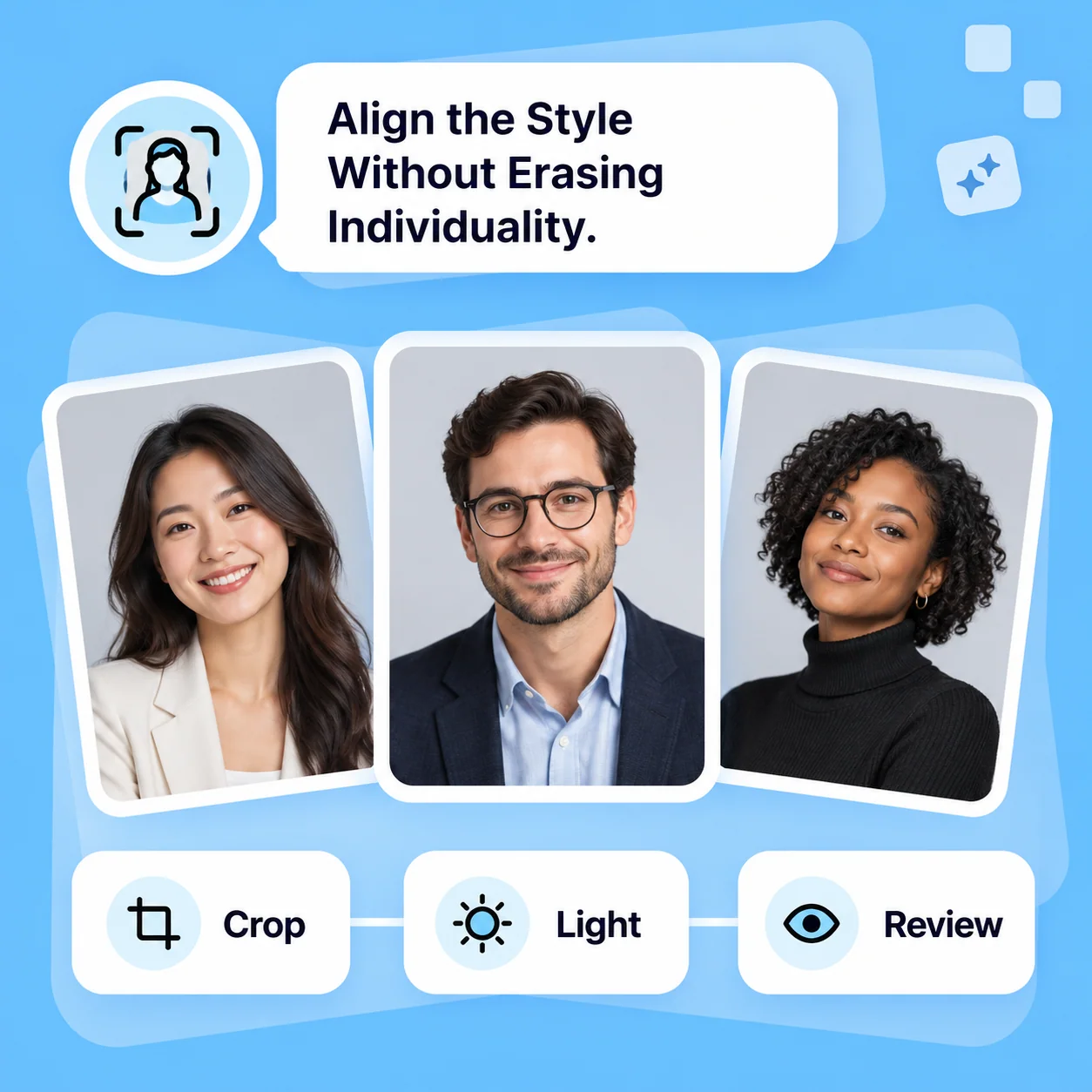 Illustrative AI Headshot Generator workflow: Align the Style Without Erasing Individuality.