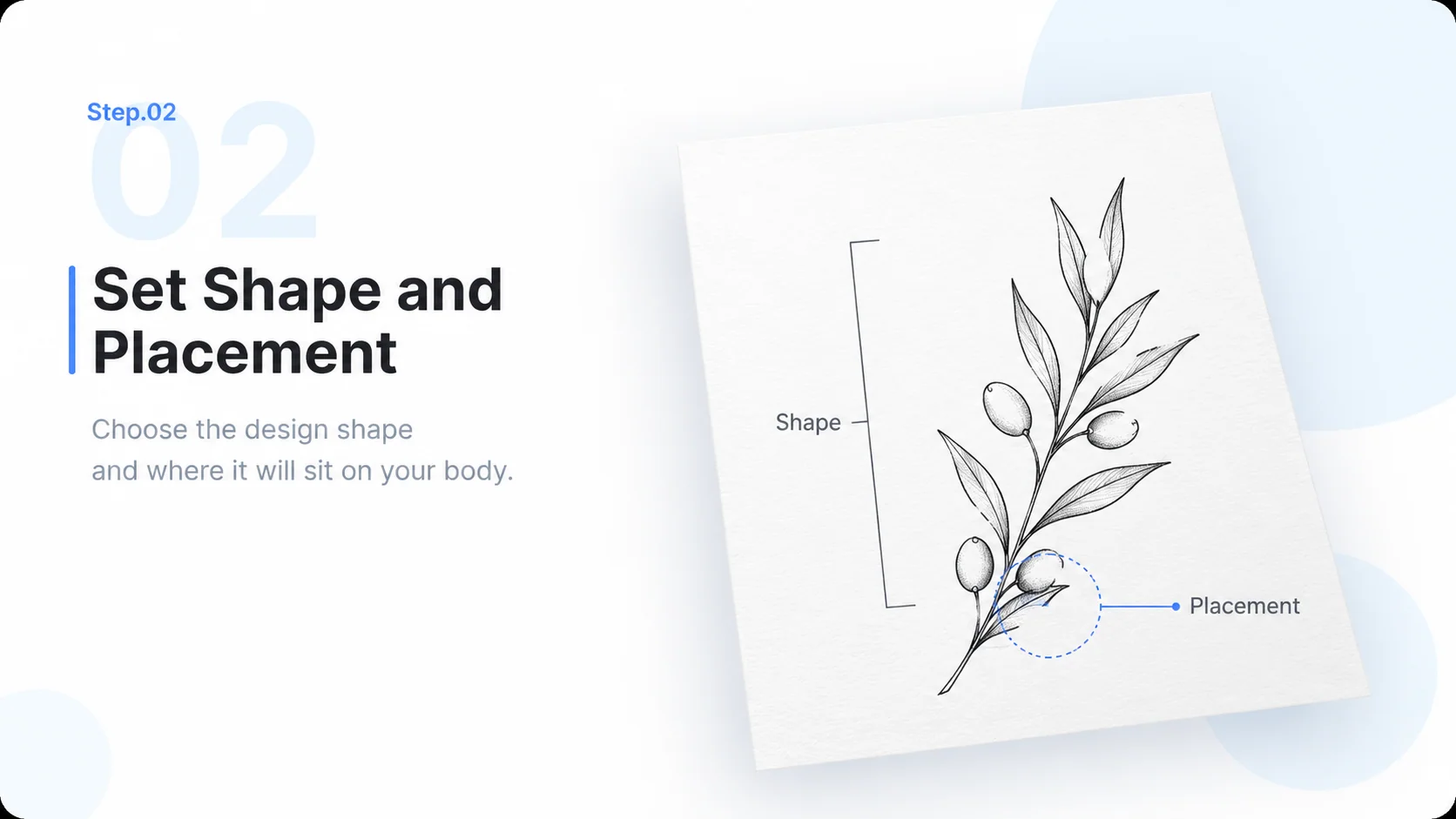 Illustrative AI Tattoo Generator step 2: Set Shape and Placement.