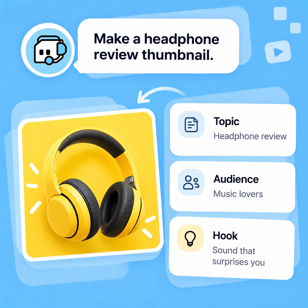 Illustrative AI Thumbnail Generator workflow: Find the Hook Before Choosing the Layout.