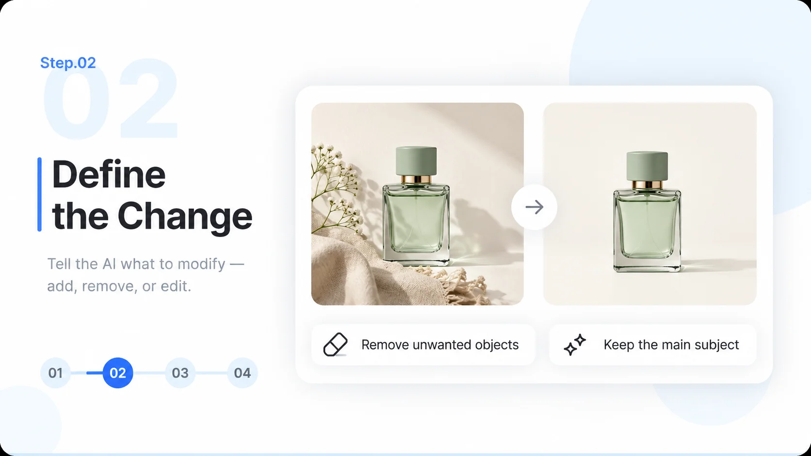 Step 2 conceptual diagram: define the change for the ai image editor workflow.