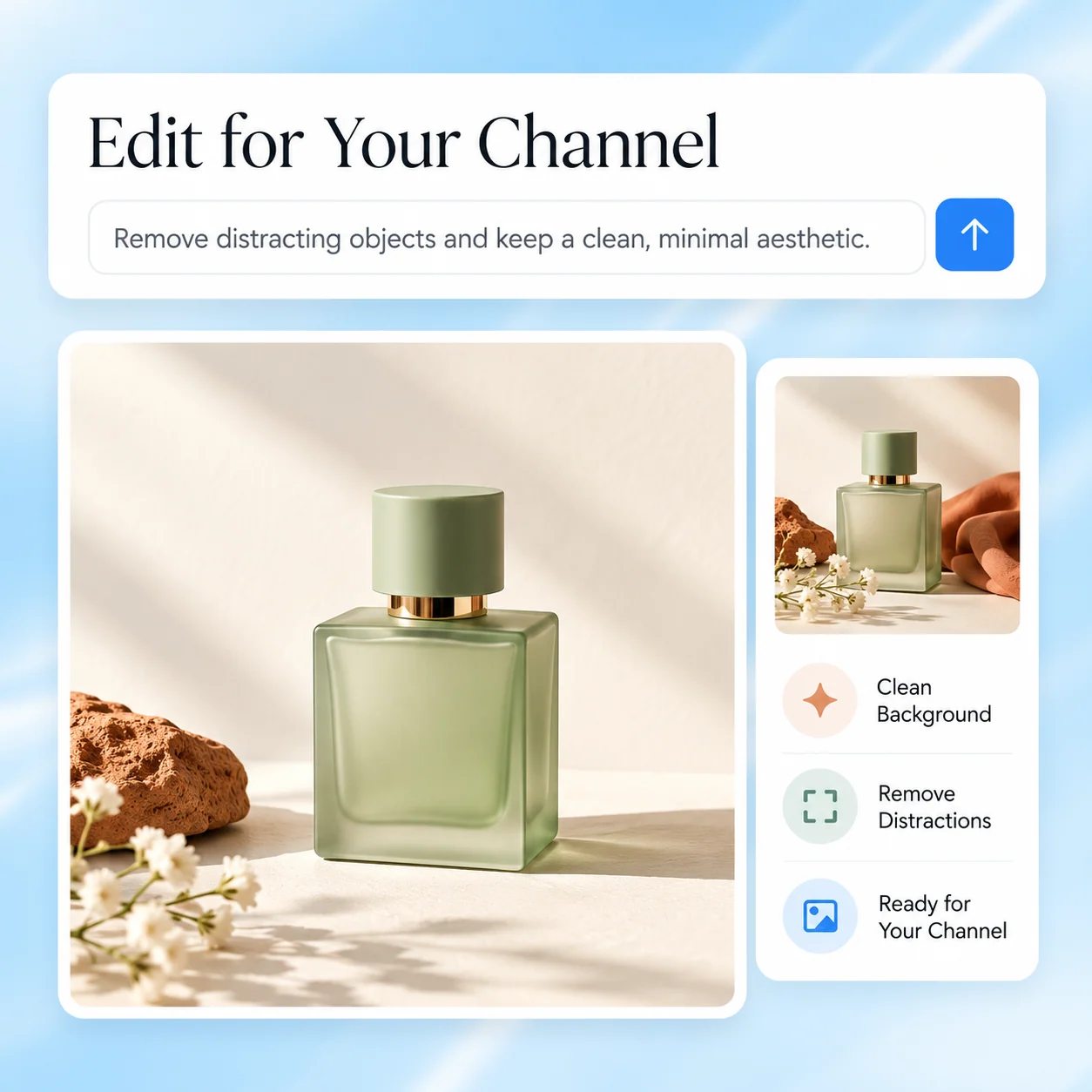 Conceptual workflow illustration for ai image editor: edit for your channel.