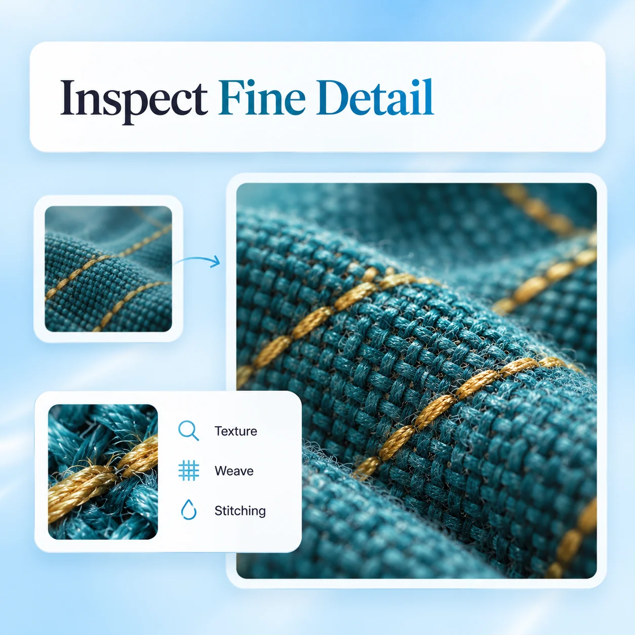 Conceptual workflow illustration for ai image upscaler: inspect fine detail.