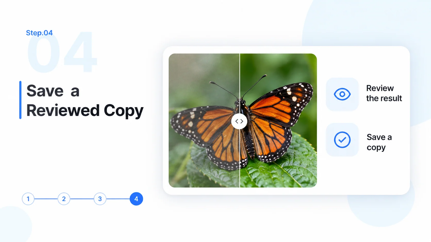 Step 4 conceptual diagram: save a reviewed copy for the ai photo enhancer workflow.