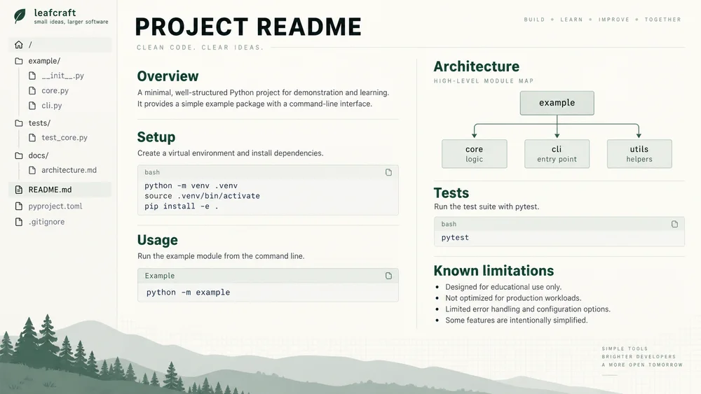 Illustrative repository readme concept for AI Code Documentation Generator.