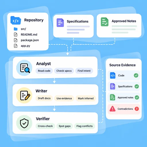 AI Code Documentation Generator workflow illustration: Explain What the Repository Actually Does.