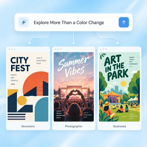 AI Poster Generator workflow illustration: Explore More Than a Color Change.