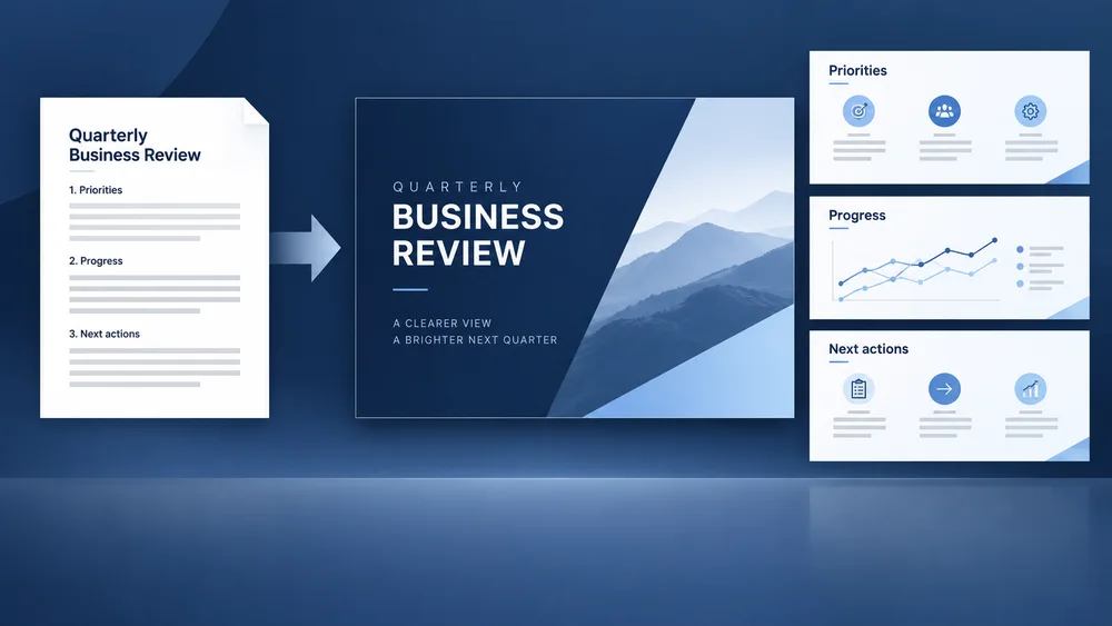 Illustrative quarterly business review concept for Word to PPT Converter.