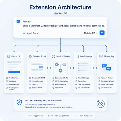 Illustrative workflow for separate ui, content, and background logic.