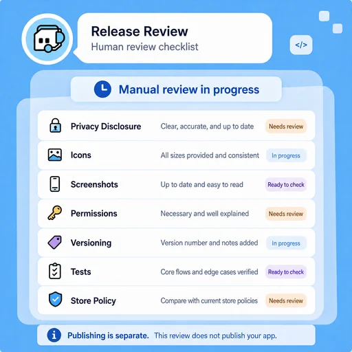 Illustrative workflow for prepare for manual store submission.