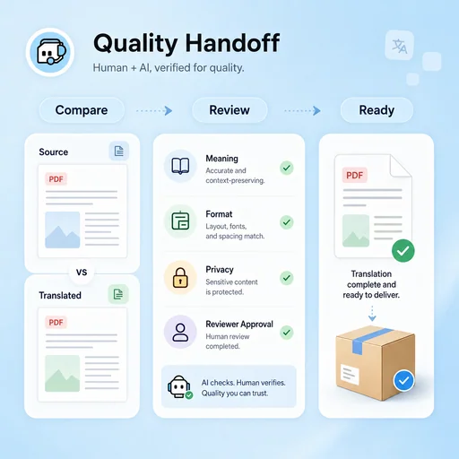 Illustrative workflow for prepare translation for human review.