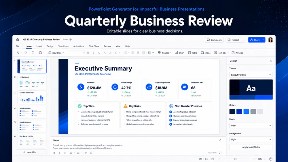 Illustrative quarterly business review generated from a focused brief.